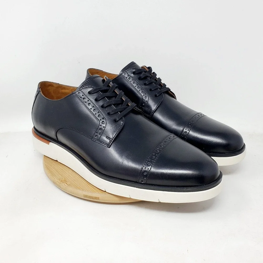 Allen Edmonds Caleb Shoes Men 12 D Black‎ Leather Hybrid Cap Toe Derby Sneaker